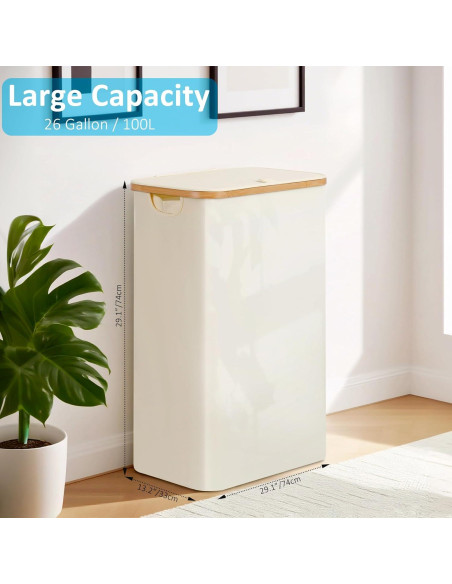 Cesta de Lavandería Efluky 100L con Tapa y Asas de Bambú Cesta de Lavandería Efluky 100L con Tapa y Asas de Bambú