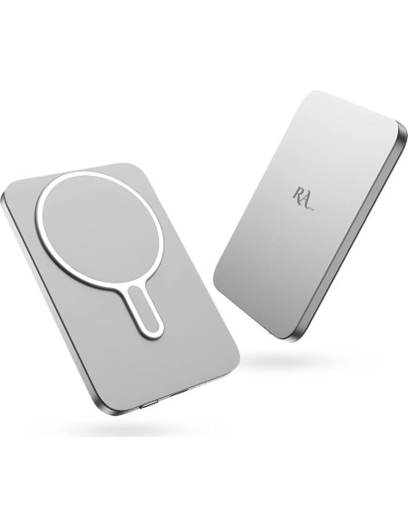 Cargador Portátil Magnético Qisan 5000mAh Carga Rápida Plata Cargador Portátil Magnético Qisan 5000mAh Carga Rápida Plata