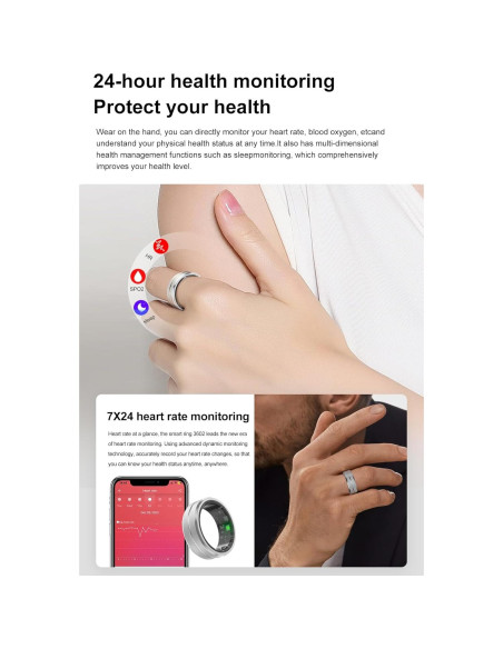 Anillo Inteligente WIWISTON Fitness Oro-10, Monitor Cardíaco y Sueño Anillo Inteligente WIWISTON Fitness Oro-10, Monitor Cardíaco y Sueño