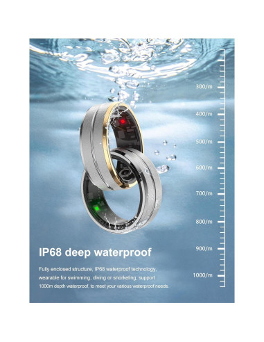 Anillo Inteligente WIWISTON Fitness Oro-10, Monitor Cardíaco y Sueño