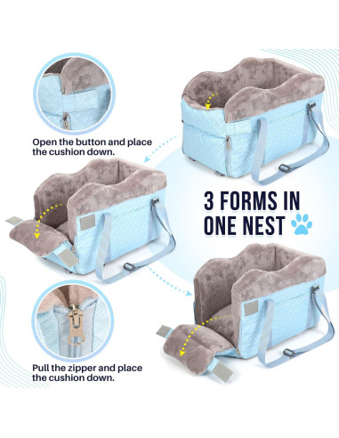 Asiento de Coche para Perros SlowTon Azul - Hasta 4 kg