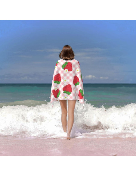 Toalla de Playa XLinTech Rosa Fresa Microfibra 79x129 cm Toalla de Playa XLinTech Rosa Fresa Microfibra 79x129 cm