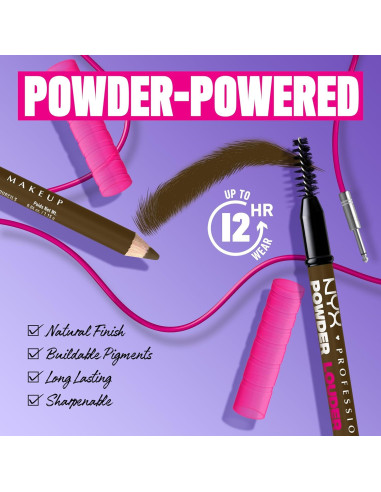 Lápiz de Cejas Powder Louder NYX - Vegano, 12 Horas, Taupe