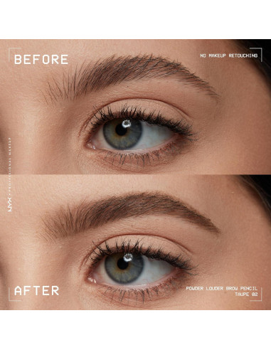 Lápiz de Cejas Powder Louder NYX - Vegano, 12 Horas, Taupe