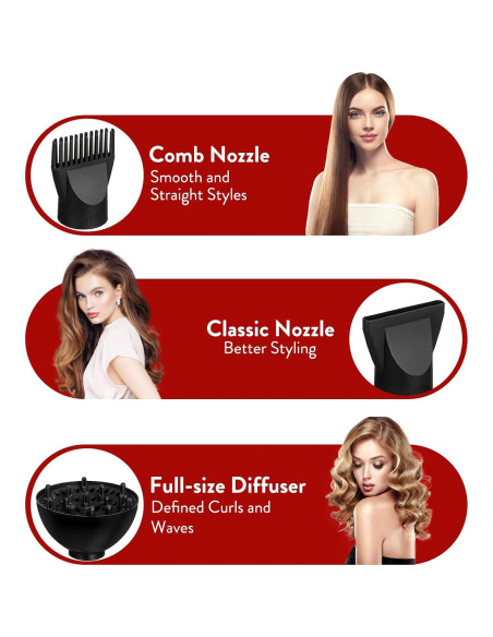 Kit Secador de Cabello 1800W Lockmio 13 Piezas Iónico Profesional Kit Secador de Cabello 1800W Lockmio 13 Piezas Iónico Profesional
