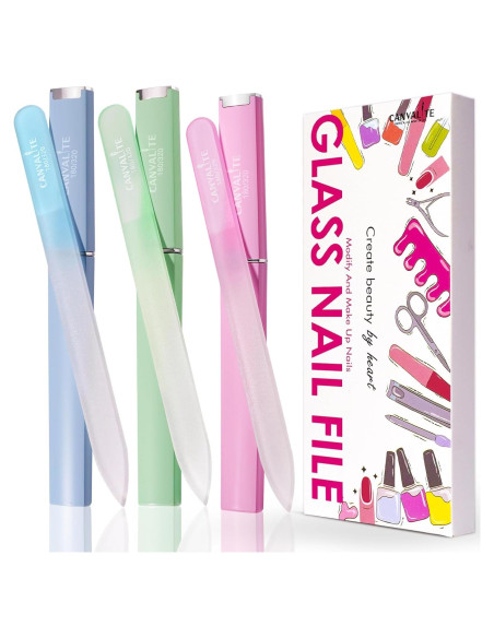 Limas de Uñas de Vidrio CANVALITE Doble Lado 180/320 - Paquete de 3 Limas de Uñas de Vidrio CANVALITE Doble Lado 180/320 - Paquete de 3