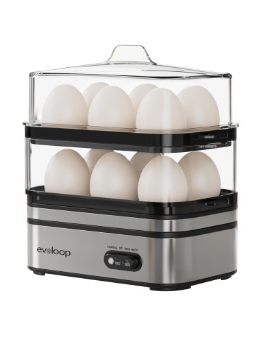 Cocinador de Huevos Eléctrico Evoloop 12 Huevos Acero Inoxidable