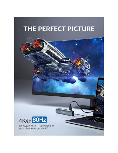 Dockteck Hub USB-C 7-en-1 con HDMI 4K, Ethernet 1Gbps