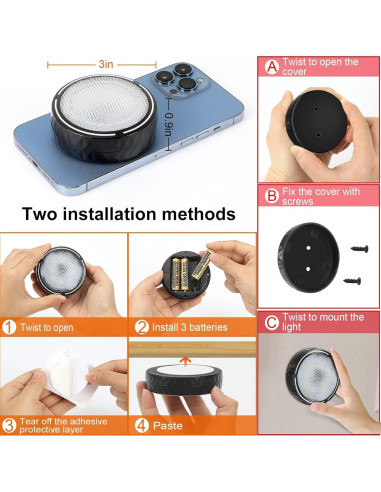 Luces LED Disco Inalámbricas Adhesivas 6 Pzas Control Remoto