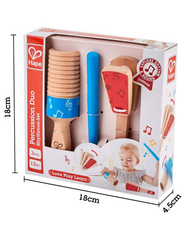 Juego de Instrumentos Musicales de Madera Hape - Clapper y Guiro