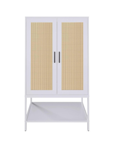 Armario de Rattan Blanco BOCVKEN con 2 Puertas y Estante