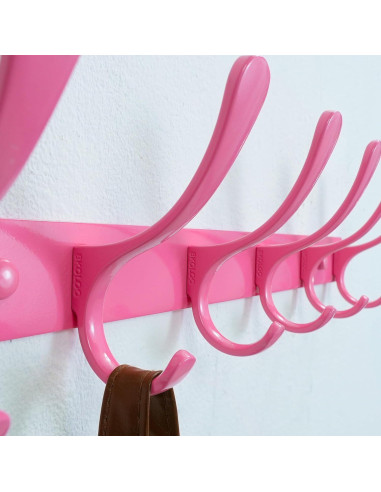 Perchero de Pared SKOLOO Rosa - 6 Ganchos Acero Inoxidable