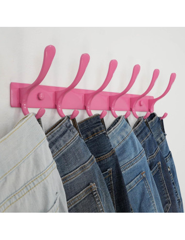 Perchero de Pared SKOLOO Rosa - 6 Ganchos Acero Inoxidable