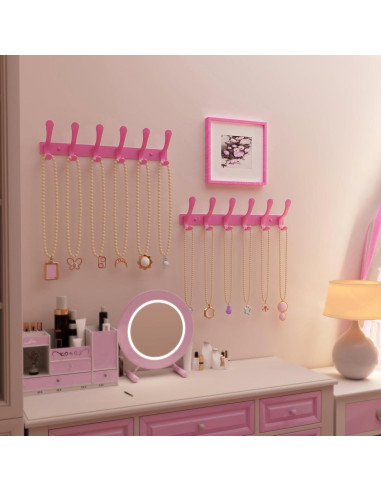Perchero de Pared SKOLOO Rosa - 6 Ganchos Acero Inoxidable