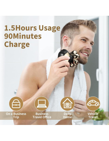 Afeitadora eléctrica 5 en 1 SHPAVVER para hombres calvos - IPX7