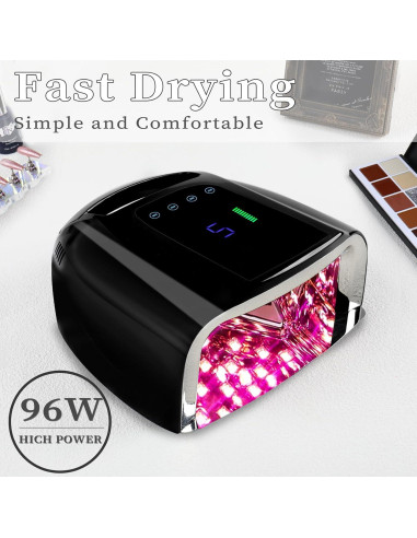Lámpara UV recargable BOMOQING 96W con pantalla LCD y sensor