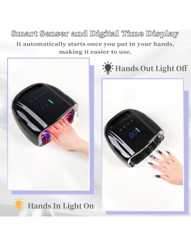 Lámpara UV recargable BOMOQING 96W con pantalla LCD y sensor