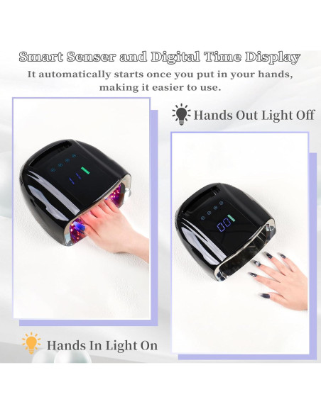Lámpara UV recargable BOMOQING 96W con pantalla LCD y sensor Lámpara UV recargable BOMOQING 96W con pantalla LCD y sensor