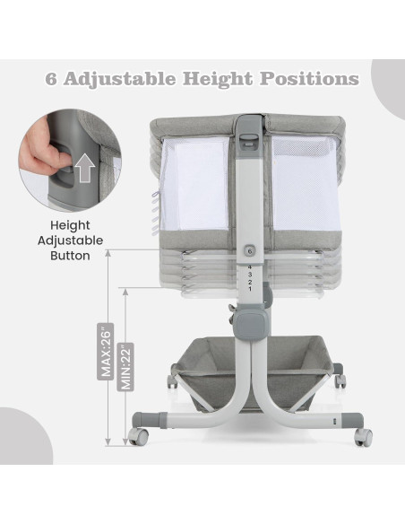 Cuna para Bebés INFANS 3 en 1 Lateral Ajustable Gris Cuna para Bebés INFANS 3 en 1 Lateral Ajustable Gris