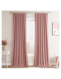 Cortinas Opacas de Lino Joywell 132x259 cm Blush - 2 Paneles