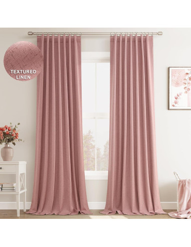 Cortinas Opacas de Lino Joywell 132x259 cm Blush - 2 Paneles