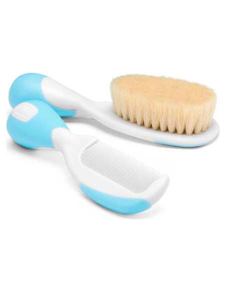 Cepillo y Peine Chicco Azul para Bebés - Fibras de Seda Cepillo y Peine Chicco Azul para Bebés - Fibras de Seda