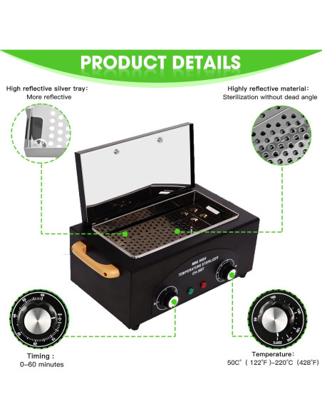 Esterilizador de Herramientas de Uñas GGAIFbp 1.5L 300W Negro Esterilizador de Herramientas de Uñas GGAIFbp 1.5L 300W Negro