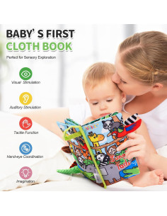 Libro de Tela Crinkle Jollybaby para Bebés 0-12 Meses - Colas de Jungla 2