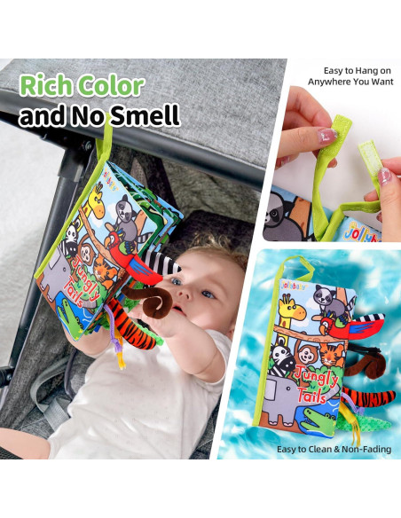 Libro de Tela Crinkle Jollybaby para Bebés 0-12 Meses - Colas de Jungla Libro de Tela Crinkle Jollybaby para Bebés 0-12 Meses - Colas de Jungla