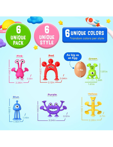 Juguetes de Baño para Bebés Richtim 6PCS Alienígenas