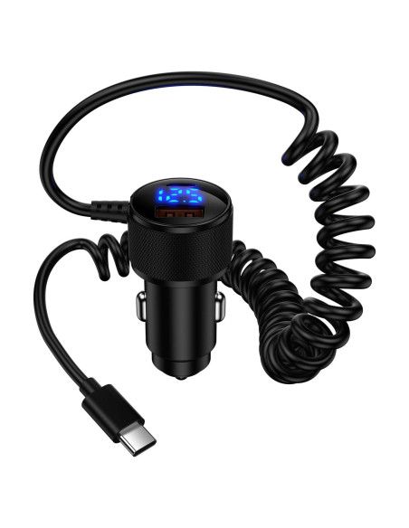 Cargador de coche 78W USB C Samsung con cable 3.3FT incorporado Cargador de coche 78W USB C Samsung con cable 3.3FT incorporado