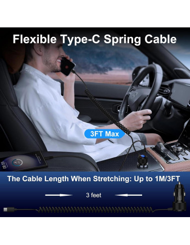 Cargador de coche 78W USB C Samsung con cable 3.3FT incorporado