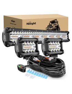 Barra de Luz LED Nilight 20" 420W + 2 Luz Pods 4" 60W