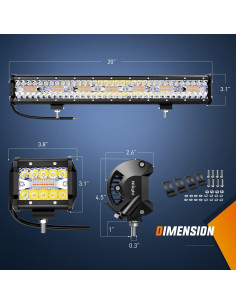 Barra de Luz LED Nilight 20" 420W + 2 Luz Pods 4" 60W 2