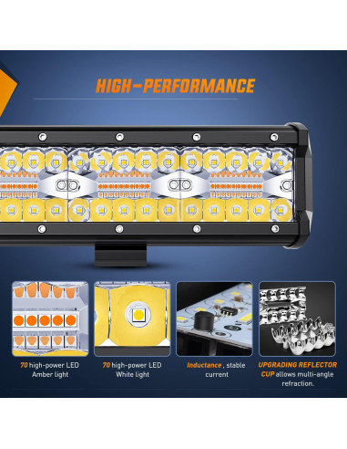 Barra de Luz LED Nilight 20" 420W + 2 Luz Pods 4" 60W