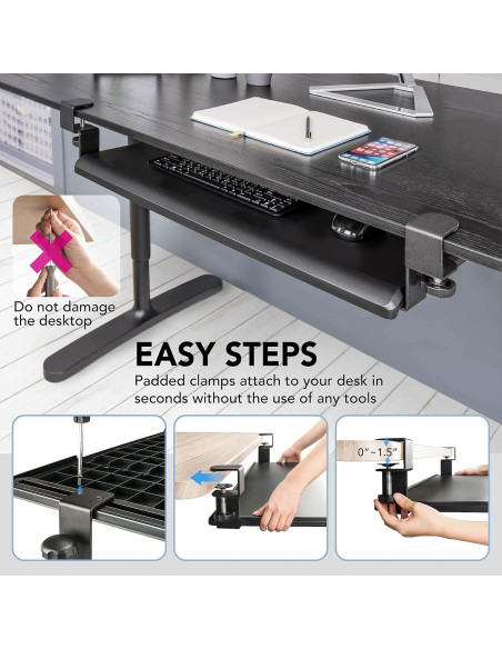 Bandeja de Teclado Ajustable EHO 70 x 31 cm Ergonómica Bandeja de Teclado Ajustable EHO 70 x 31 cm Ergonómica