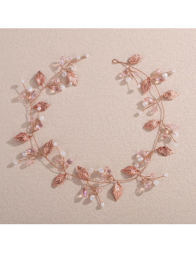 Diadema de Novia Vintage Oro Rosa Lenjicons con Rhinestones
