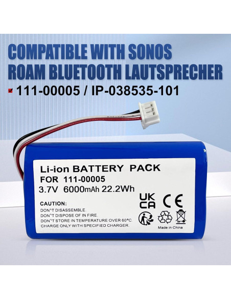 Batería de Reemplazo Litio 6000mAh para Altavoz Sonos Roam Batería de Reemplazo Litio 6000mAh para Altavoz Sonos Roam