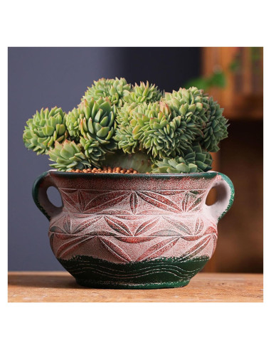 Maceta Cerámica Bohemia con Drenaje 16cm para Suculentas