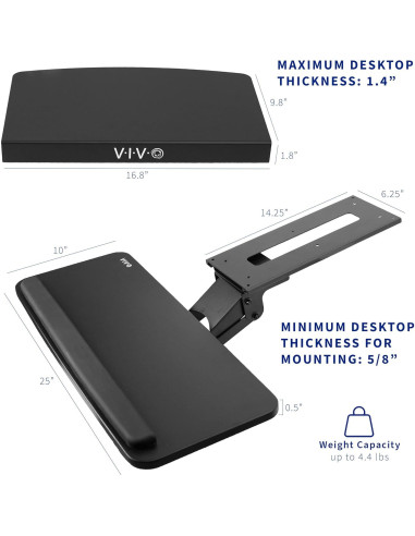 Bandeja Ajustable para Teclado y Ratón VIVO MOUNT-KB03B-C