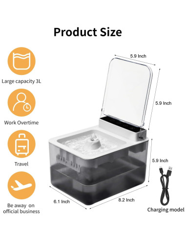 Fuente de Agua Automática para Gatos Goosheep 3L Recargable