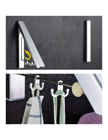 Percheros Plegables Retráctiles MISSMIN - 2 Unidades Plata Percheros Plegables Retráctiles MISSMIN - 2 Unidades Plata