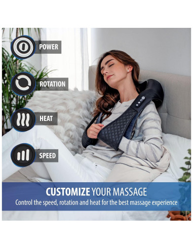 Masajeador Shiatsu Zyllion ZMA-28 con Calor - Alivio Muscular