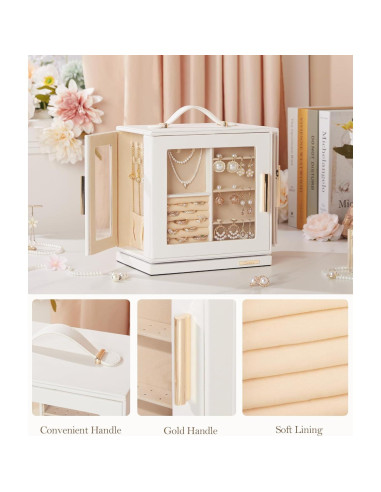 Caja de Joyería Homde Rotativa 360 con 7 Cajones - Blanco