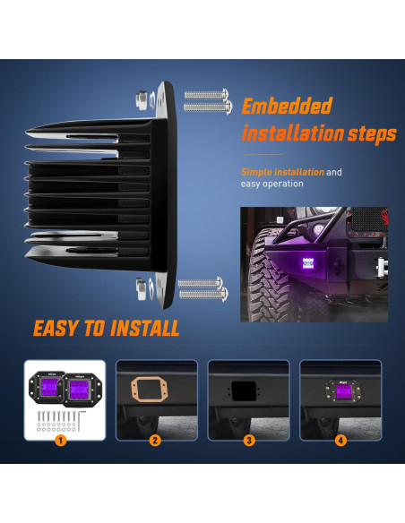 Nilight Pods LED Empotrados 42W Púrpura 2 Pcs Combo Beam Nilight Pods LED Empotrados 42W Púrpura 2 Pcs Combo Beam