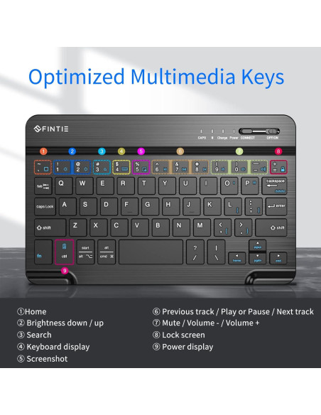 Teclado Inalámbrico Bluetooth FINTIE Ultrafino 20.3 cm Negro Teclado Inalámbrico Bluetooth FINTIE Ultrafino 20.3 cm Negro