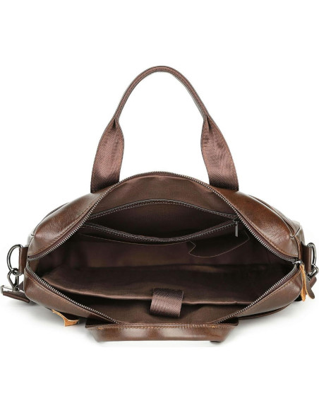 Maletín de Cuero Vintage Marrón Café para Laptop 39.88 cm Maletín de Cuero Vintage Marrón Café para Laptop 39.88 cm