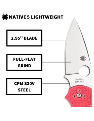 Cuchillo Plegable Spyderco Native 5 Rosa 17.65 cm Afilado Completo