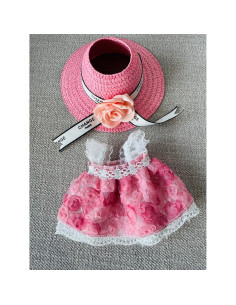 Vestido Pinafore Rosa LABUBU para Muñeca 17cm - Hecho a Mano 2
