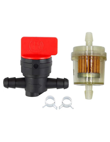 Filtro de Gasolina en Línea WaruiTT 1/4" con Válvula y Abrazaderas